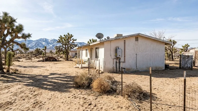 Ranch home on a desert lot, the kind of home where we offer tankless water heater repair in Phelan, CA