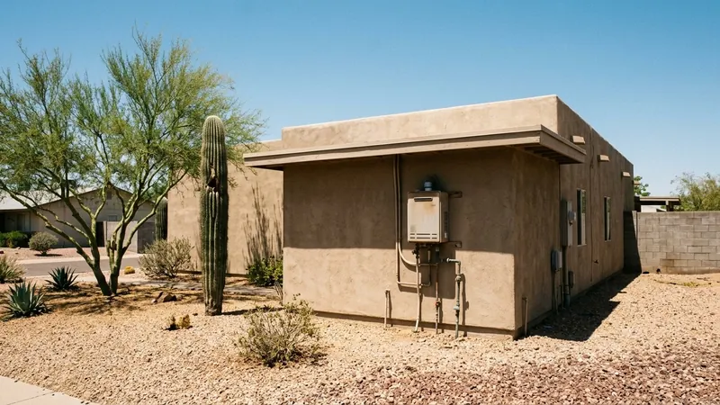 Stucco desert home, the kind of home where we offer tankless water heater repair in Queen Creek, AZ